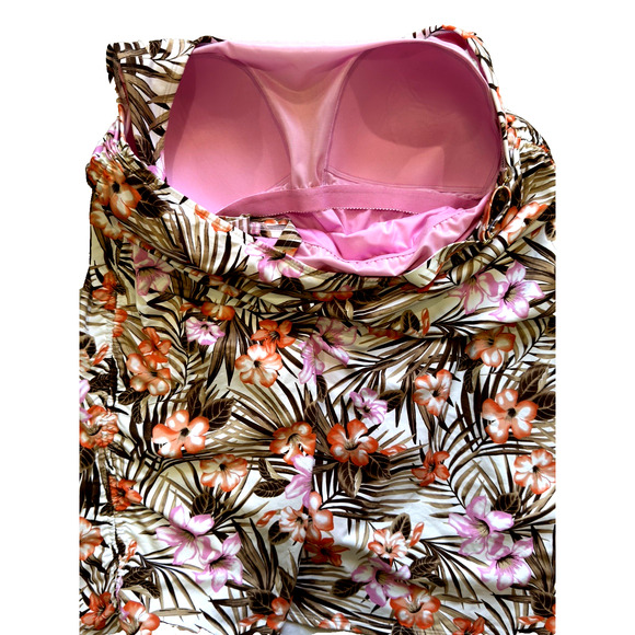 LANDS' END Plus Size 20W Tummy Control Ruched Sides One Piece Swimdress - Picture 8 of 9